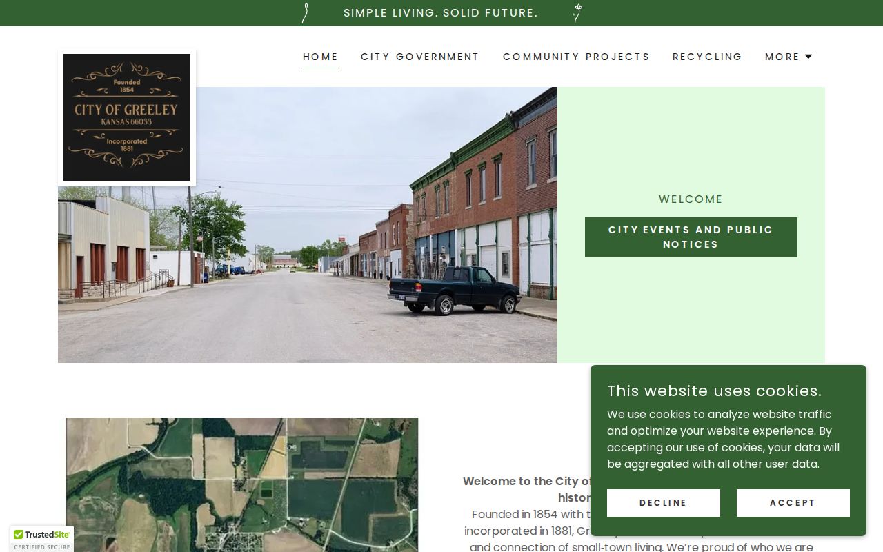 Official City of Greeley Kansas website used to verify city contact information